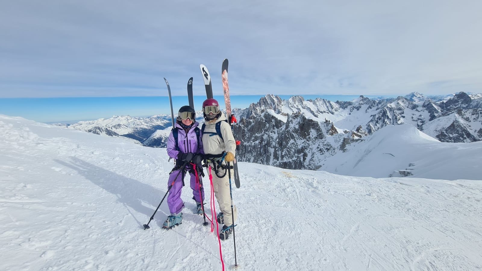 Ash and a fellow skier in the Chamonix mountains